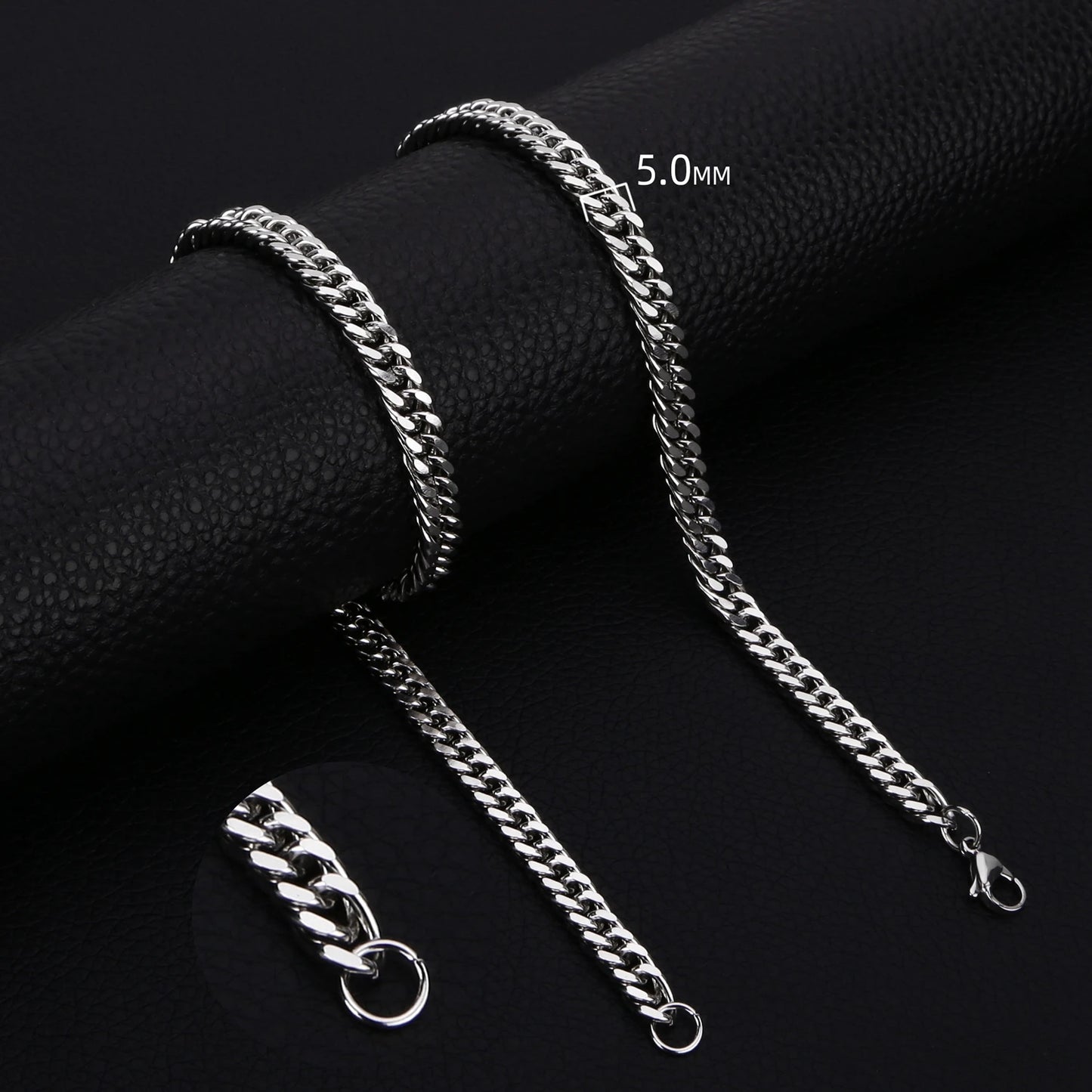 HIYEE Classic Cuban Chain Necklace Temperament Retro Trend Party Wear Amulet Stainless Steel Non-Fading Accessories