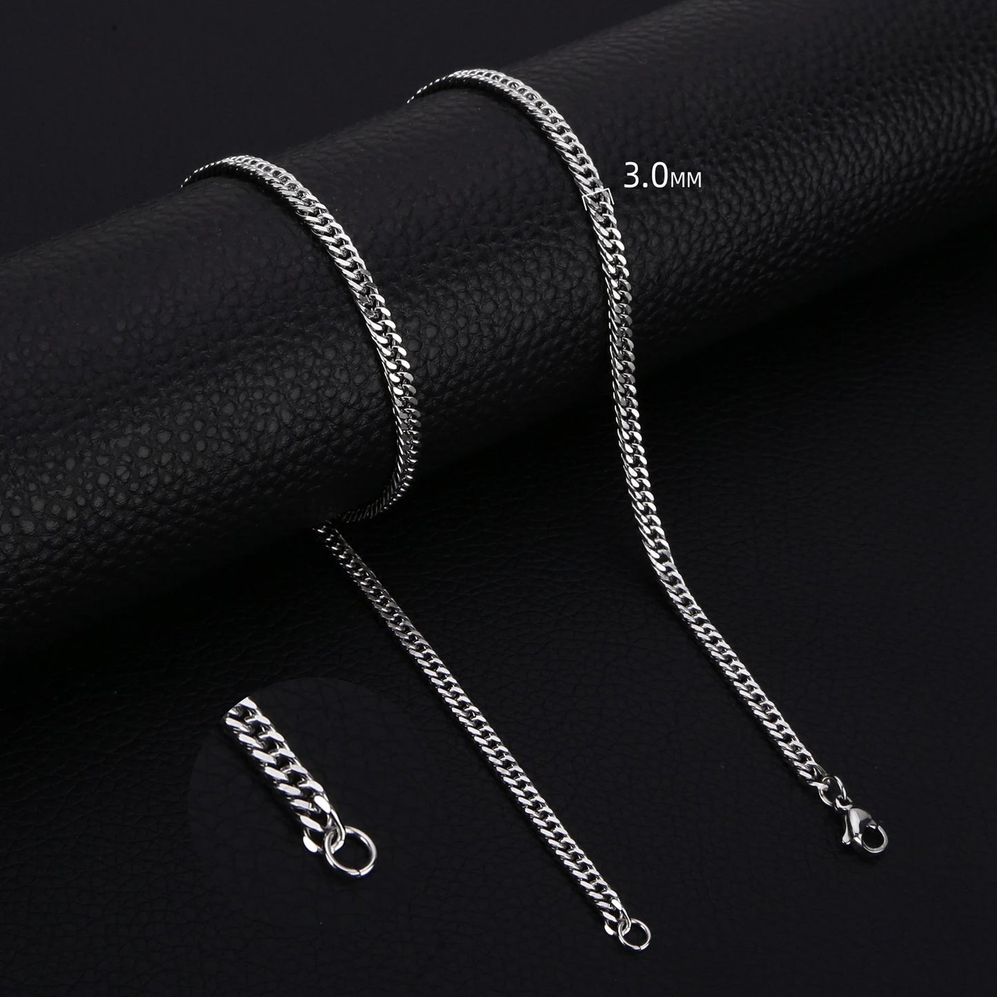 HIYEE Classic Cuban Chain Necklace Temperament Retro Trend Party Wear Amulet Stainless Steel Non-Fading Accessories